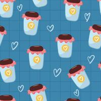 seamless pattern cartoon jar in blue background. cute wallpaper vector