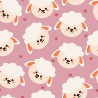 seamless pattern cartoon sheep. cute animal wallpaper for textile, gift wrap paper vector