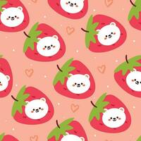 seamless pattern cartoon bear and strawberry. cute wallpaper for textile, gift wrap paper vector