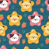 seamless pattern cartoon cat. cute animal wallpaper for textile, gift wrap paper vector