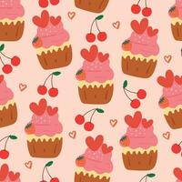 seamless pattern cartoon cute dessert character. cute food wallpaper for textile, gift wrap paper vector