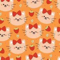 seamless pattern cartoon cat. cute animal wallpaper for textile, gift wrap paper vector