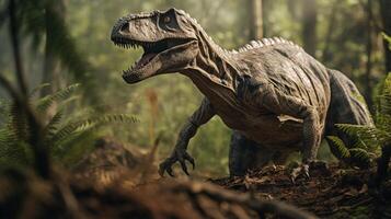 Photo of Velociraptor Rex in the Jungle. Generative AI