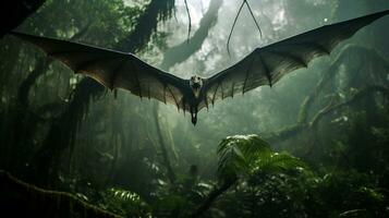 Photo of Pterodactyl Rex in the Jungle. Generative AI