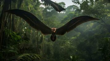 Photo of Pterodactyl Rex in the Jungle. Generative AI