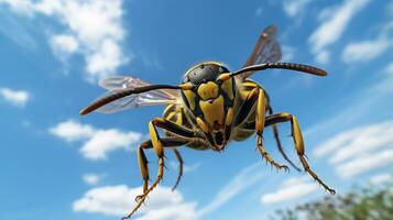 Photo of a Yellow jacket under Blue Sky. Generative AI