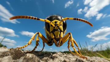 Photo of a Yellow jacket under Blue Sky. Generative AI