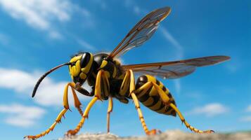 Photo of a Yellow jacket under Blue Sky. Generative AI