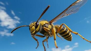 Photo of a Yellow jacket under Blue Sky. Generative AI