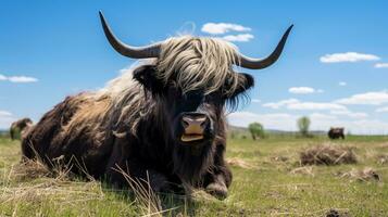 Photo of a Yak in the Farmland. Generative AI