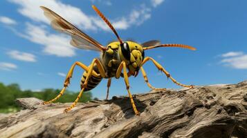 Photo of a Yellow jacket under Blue Sky. Generative AI