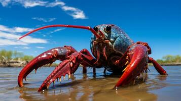 Photo of a Yabby under Blue Sky. Generative AI