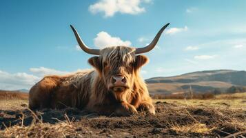 Photo of a Yak in the Farmland. Generative AI