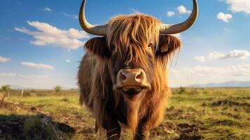 Photo of a Yak in the Farmland. Generative AI