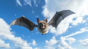 Photo of a Vampire Bat under Blue Sky. Generative AI