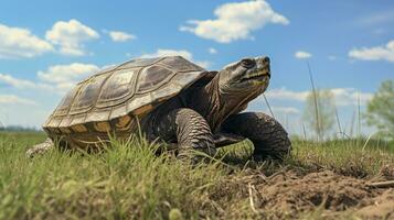 Photo of a Snapping Turtle under Blue Sky. Generative AI