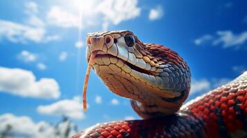 foto de un serpiente debajo azul cielo. generativo ai