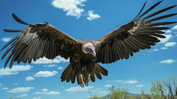 Photo of a Vulture under Blue Sky. Generative AI