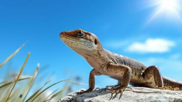 Photo of a Skink under Blue Sky. Generative AI