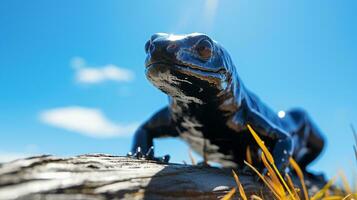 foto de un salamandra debajo azul cielo. generativo ai