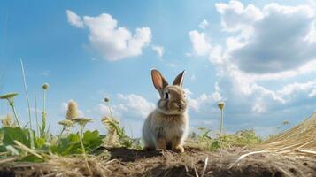 foto de un Conejo en el tierras de cultivo generativo ai