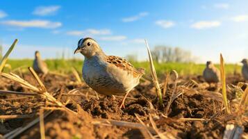 Photo of a Quail in the Farmland. Generative AI