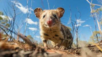 Photo of a Quoll under Blue Sky. Generative AI