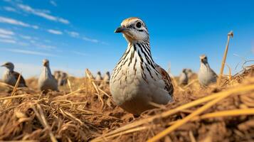 Photo of a Quail in the Farmland. Generative AI