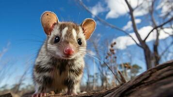 foto de un quoll debajo azul cielo. generativo ai