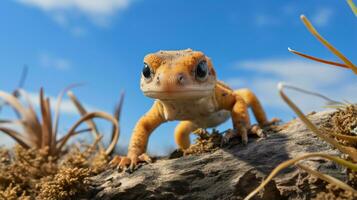 Photo of a Newt under Blue Sky. Generative AI