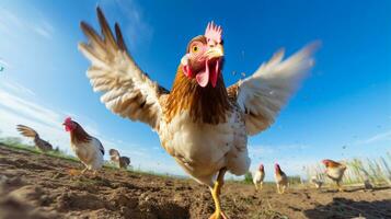 Photo of a Poultry  in the Farmland. Generative AI