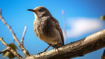 Photo of a Nightingale under Blue Sky. Generative AI