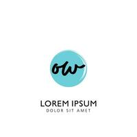 OW Initial Handwriting Circle Brush Template Design vector