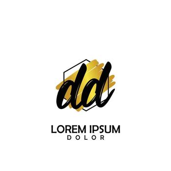 DD Initial Brush In Circle Frame Template Design vector