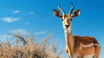 Photo of a Impala under Blue Sky. Generative AI