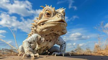 Photo of a Horned Toad under Blue Sky. Generative AI