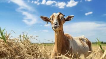 Photo of a Goat in the Farmland. Generative AI