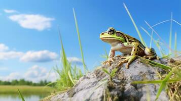 Photo of a Frog under Blue Sky. Generative AI