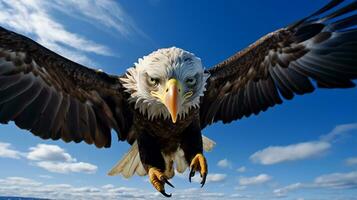 foto de un águila debajo azul cielo. generativo ai