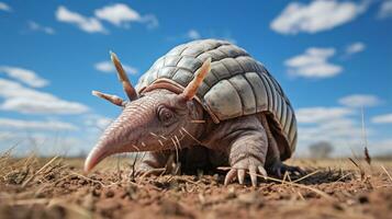 Photo of a Armadillo under Blue Sky. Generative AI