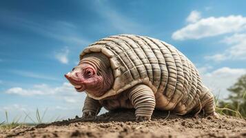 Photo of a Armadillo under Blue Sky. Generative AI