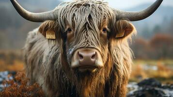Close-up photo of a Yak looking any direction. Generative AI