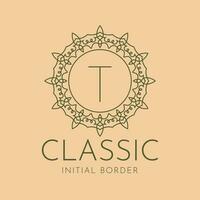 letter T classic circular border vector logo design