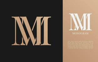 minimalist MM initial letter vintage brand and logo vector