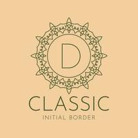 letter D classic circular border vector logo design