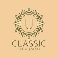 letter U classic circular border vector logo design