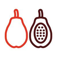 Papaya Vector Thick Line Two Color Icons For Personal And Commercial Use.