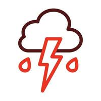 Thunderstorm Vector Thick Line Two Color Icons For Personal And Commercial Use.