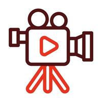 Movie Camera Vector Thick Line Two Color Icons For Personal And Commercial Use.