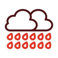 Heavy Rain Vector Thick Line Two Color Icons For Personal And Commercial Use.